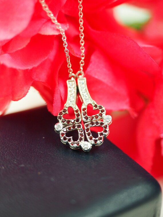 Unique CONVERTIBLE Ruby Red Rhinestone STERLING H… - image 7