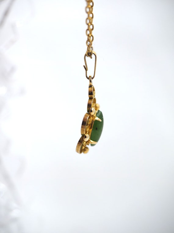 Vtg SORRENTO Emerald Gemstone & Gold Pendant Neck… - image 4