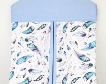 Nappy Stacker - Diaper Stacker with Blue Feathers