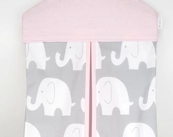 Nappy Stacker - Diaper Stacker with Pink & Grey Elephants