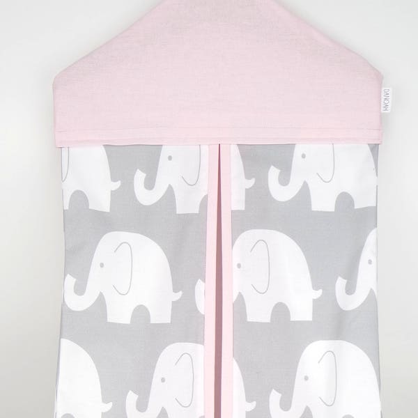 Nappy Stacker - Diaper Stacker with Pink & Grey Elephants
