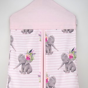Nappy Stacker - Diaper Stacker with Pink stripe Elephants