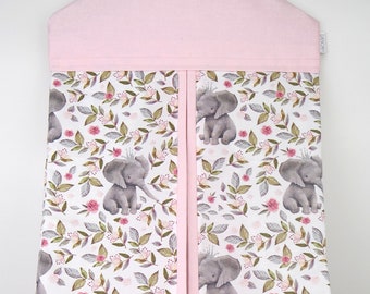 Nappy Stacker - Diaper Stacker with Pink Floral Elephants