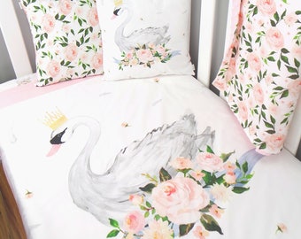 swan crib bedding set