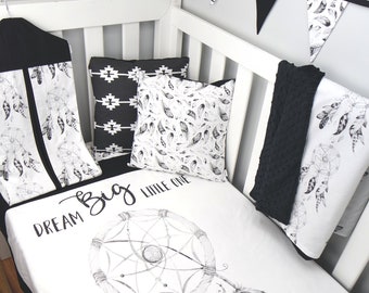 Dreamcatcher Nursery Set in Black // Dreamcatcher crib set