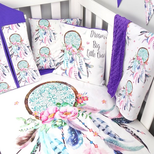 Dreamcatcher Nursery Set in Purple // Dreamcatcher Crib Set Etsy