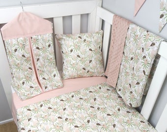 Kookaburra Nursery Set, Neutral Pink Nursery set, Australian Animal Nursery, Kookaburra baby bedding, Kookaburra nursery decor