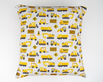 Construction Cushion Cover // Truck Nursery cushion cover // Baby Boy Nursery Decor// Excavator Nursery Pillow Cover/ Boy Nursery Pillow