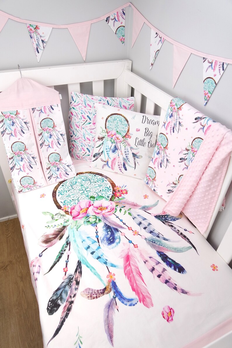 Dreamcatcher Nursery Set In Pink Crib Image 0