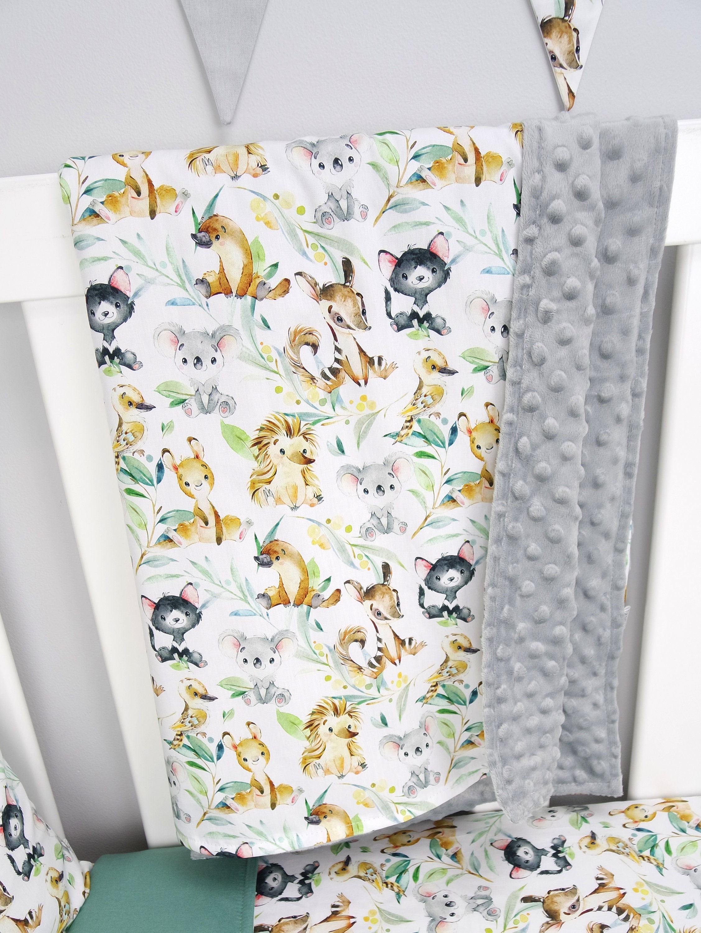 Baby Blanket With Australian Animal and Minky Back // Etsy Australia