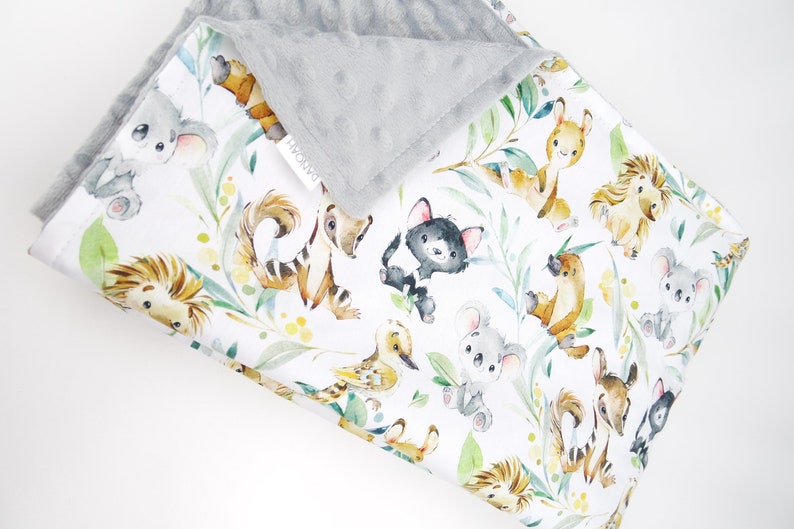 Baby Blanket With Australian Animal and Minky Back // Etsy Australia