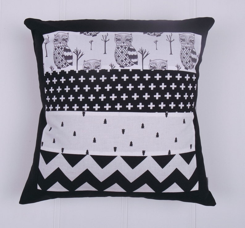 Patchwork cot quilt in Black & White Owl // Nursery Set // Owl Etsy