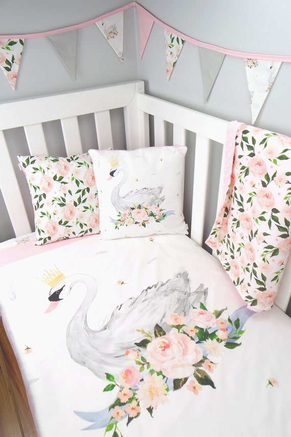 Swan Cot Quilt // Swan Nursery Set 