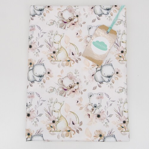 Pink Floral Australian Animal Print Fitted Cot / Crib Sheet or Etsy