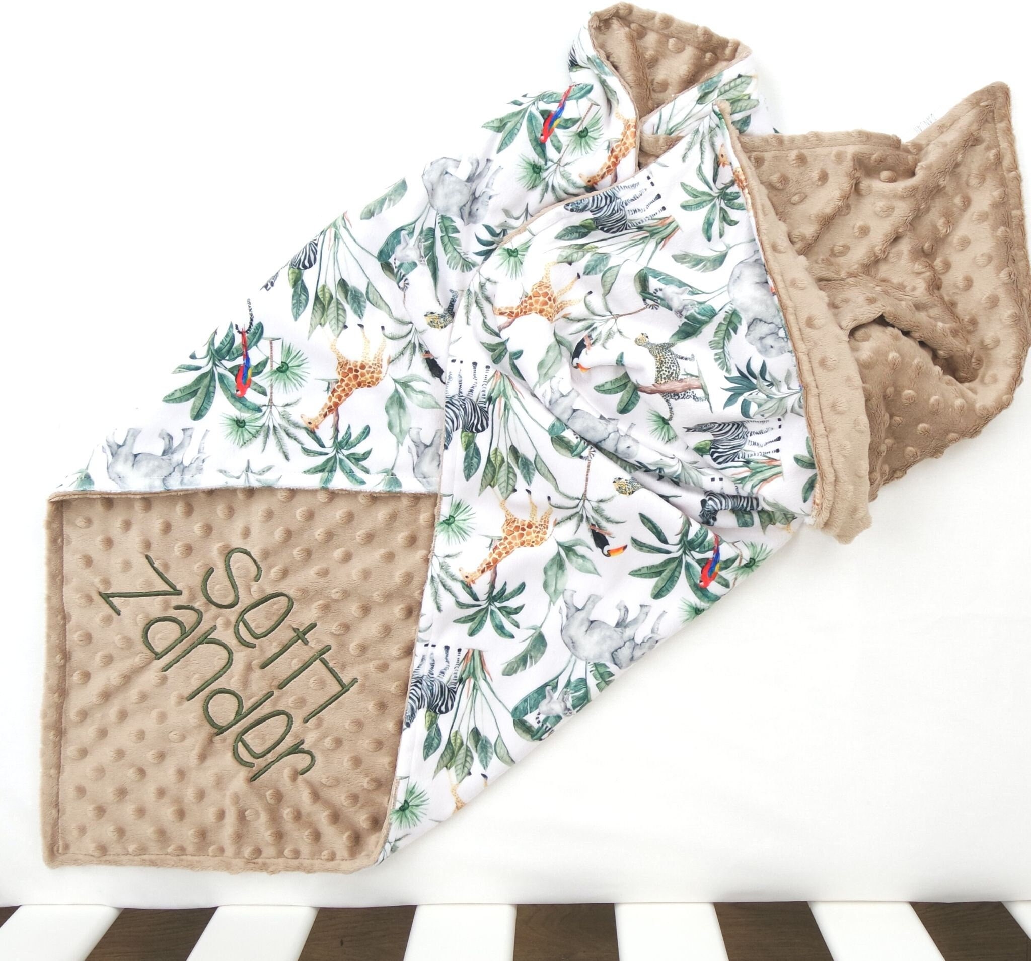 Personalised baby blanket, Minky Baby Blanket, Jungle Safari Personalised baby Blanket, Baby Shower Gift, Newborn Gift, Custom Baby Blanket