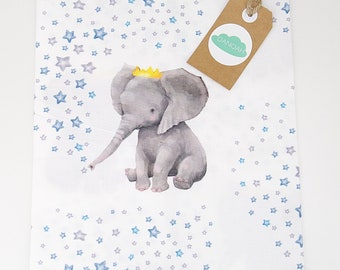 Blue Crown Elephant Fitted Cot/Crib sheet or Change Table Cover