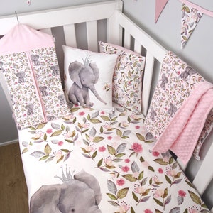 Nappy Stacker Diaper Stacker with Pink Floral Elephants image 3