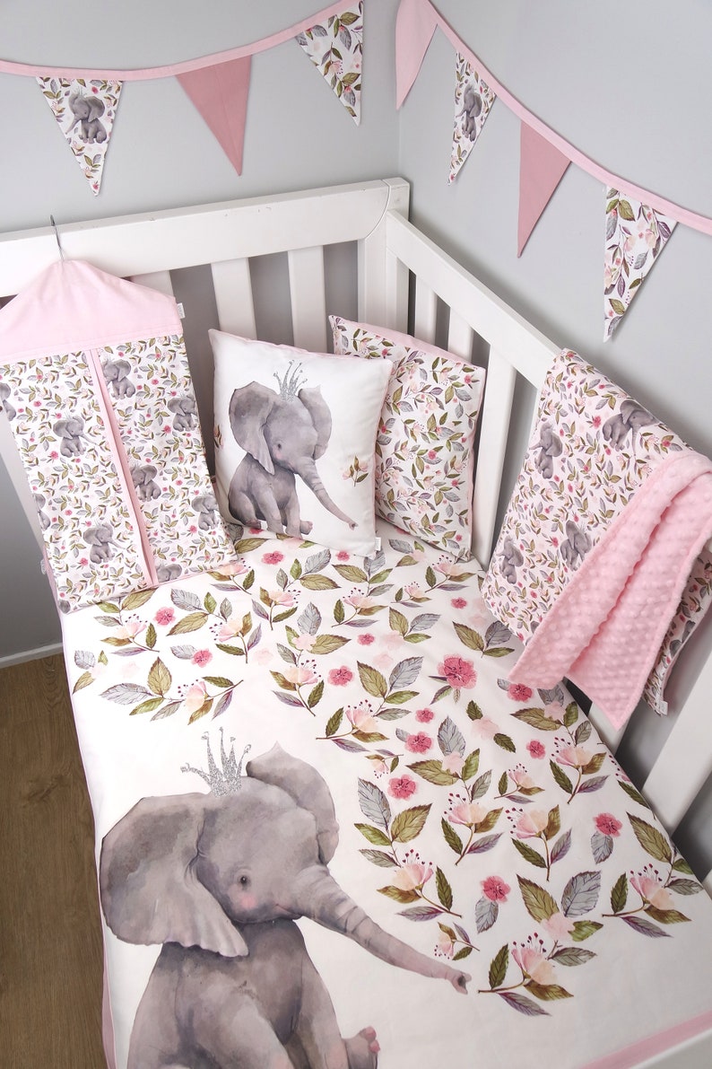 Nappy Stacker Diaper Stacker with Pink Floral Elephants image 3