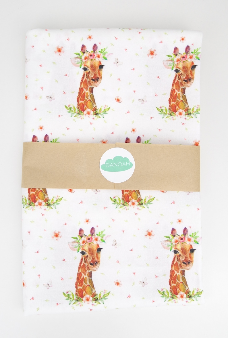 Girl Giraffe Fitted CotCrib sheet or Change Table Cover