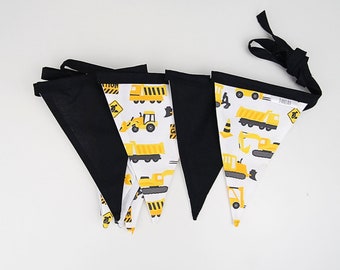 Construction Bunting Flags, nursery flags, boy nursery decor, Truck nursery, bunting flags, boy nursery, nursery bunting, excavator bunting