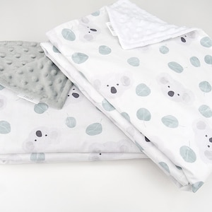 Baby Blanket with Australian Koala and Minky back // Australian Koala baby blanket in Grey or White