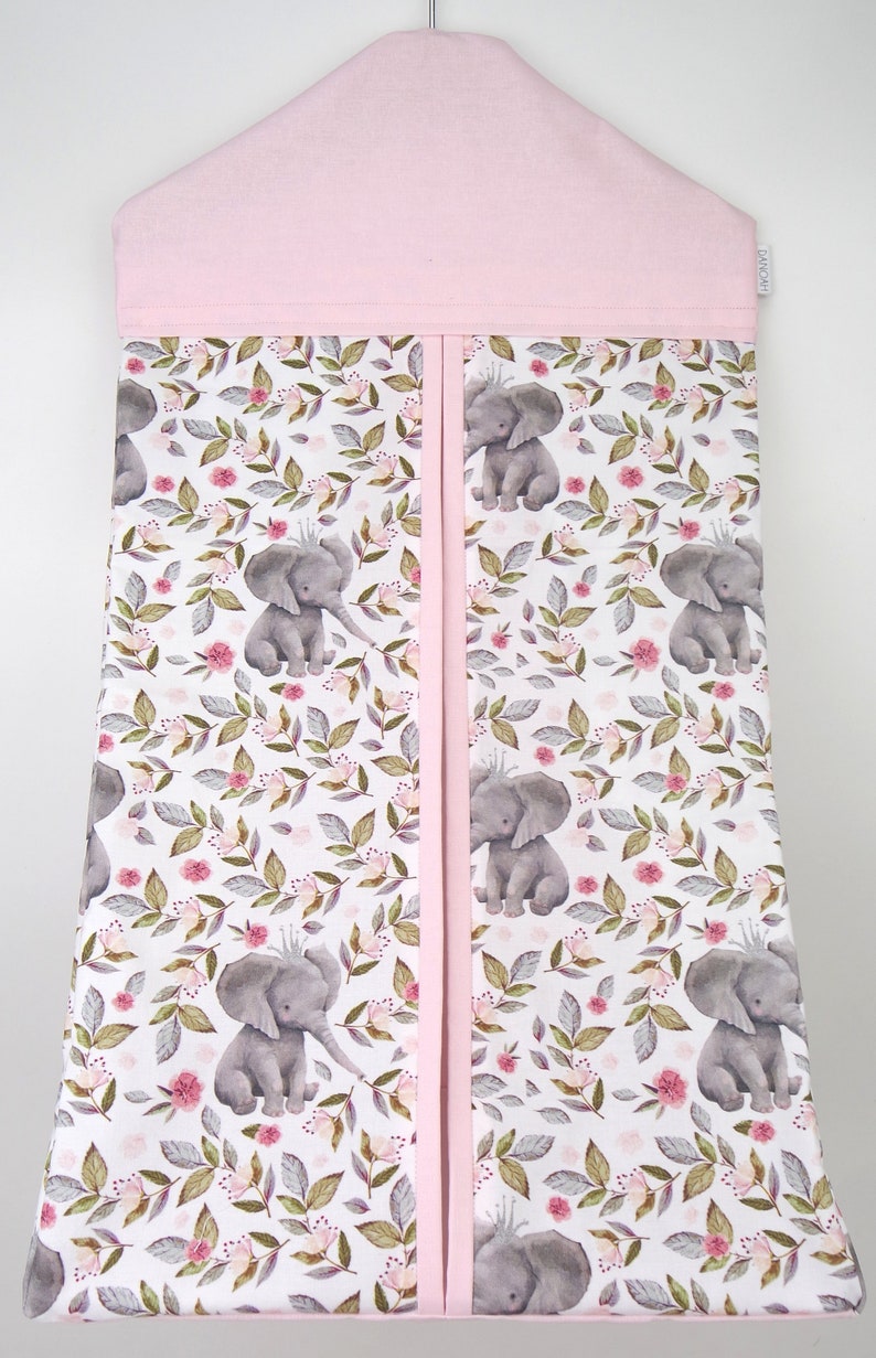 Nappy Stacker Diaper Stacker with Pink Floral Elephants image 1