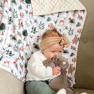 Personalised baby blanket, Baby Name Blanket, Personalized Neutral Animals blanket, Forest Animals Baby Blanket, Custom Baby Blanket