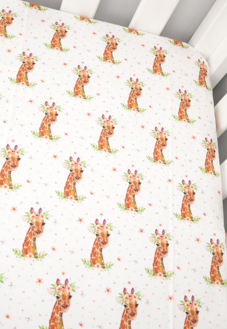 Girl Giraffe Fitted CotCrib sheet or Change Table Cover