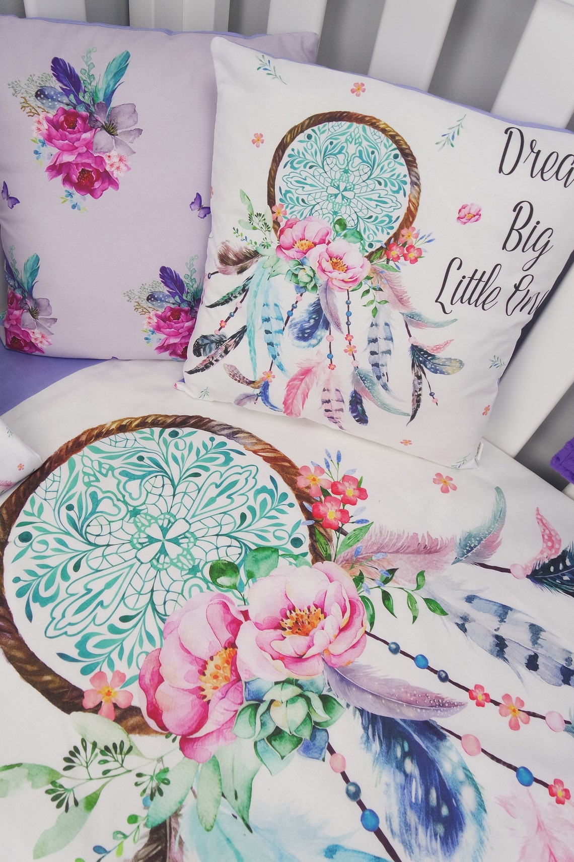 Dreamcatcher Nursery Set in Purple // Dreamcatcher Crib Set Etsy