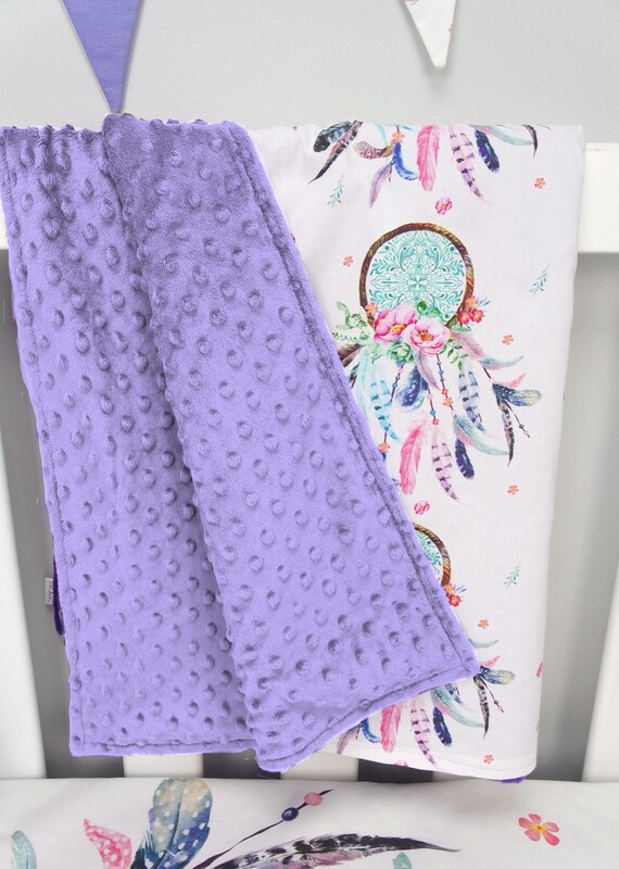 Baby Blanket With Pastel Purple Dreamcatcher Minky Dot Blanket Etsy Canada