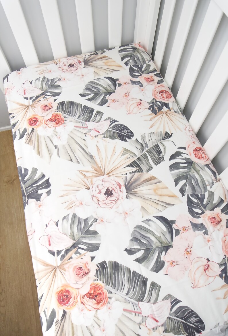 Tropical Floral Dusty Purple Fitted Cot/crib Sheet or Change Etsy