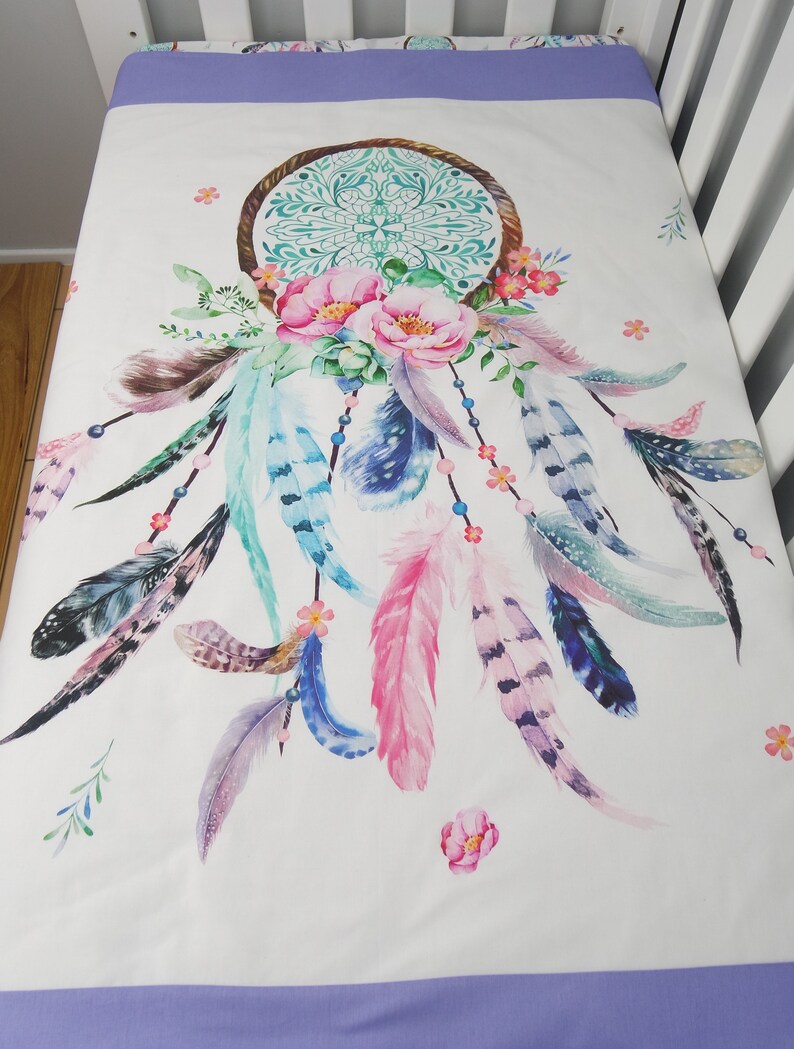 Dreamcatcher Nursery Set in Purple // Dreamcatcher Crib Set Etsy