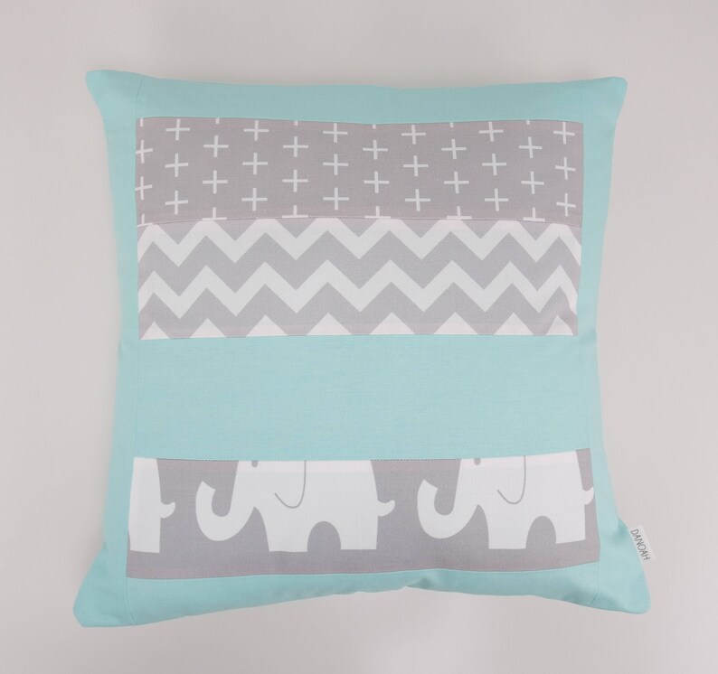 Patchwork cot quilt in Mint and Grey Elephants Etsy