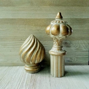 Vintage Finials, Set of Two Architectural Pieces, Golden Table Toppers, Very Ornate, old World Décor