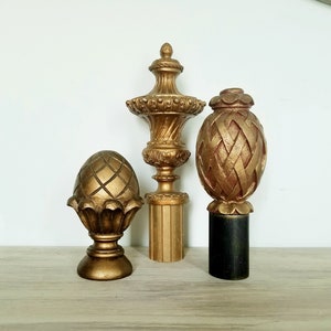 Golden Finials, Set of Three Architectural Pieces, Vintage Table Toppers, Very Ornate, old World Décor