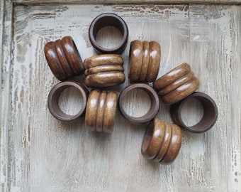 Napkin Rings, Set of 10 Wood Rings, Vintage, Shabby Chic, Cottage Décor