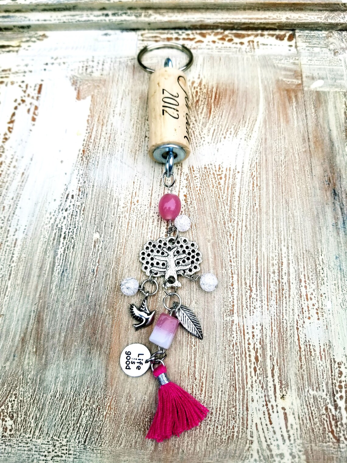 Wine Cork Purse Charm Themed Keychain Hand Made Colorful Etsy