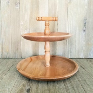 Vintage Tried Tray Stand, Mid Century Tray with Handle, Light Honey Wood Made in Japan, Kitchen, Dining Home Décor