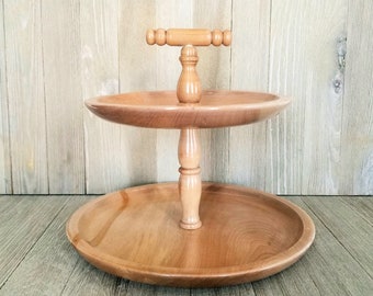 Vintage Tried Tray Stand, Mid Century Tray with Handle, Light Honey Wood Made in Japan, Kitchen, Dining Home Décor