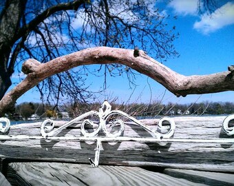 Fleur De Lis Cast Iron Hook, Ornate Key Hanger, Shabby Chic Home Decor