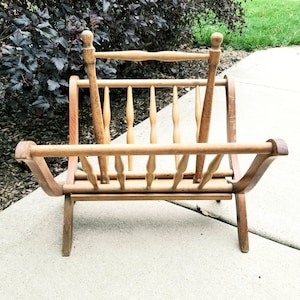 Vintage Magazine Rack, Time Distressed Magazine Holder, Foldable Vintage Periodicals Rack, Farm House Décor