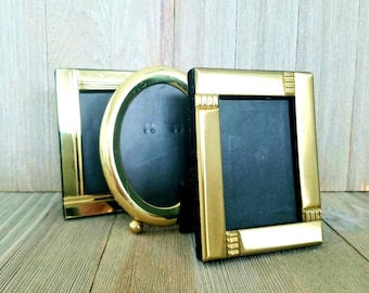 3 Mini Picture Frames, 2" x 3" Insert Size, Gold Set of 3 Ornate Vintage Frames,