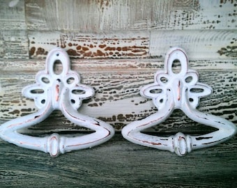 Vintage Pulls, Set of Two Drawer Pulls, Shabby Chic, Decorative Dresser Handles, Rustic Cabinet Hardware, Single Mounting