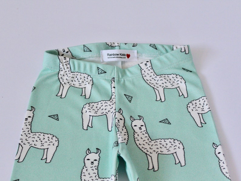 Organic Baby Leggings Toddler pants Baby Leggings Llama Alpaca Baby Clothes Organic Infant Leggings Alpaca Mint Llama Toddler Pants