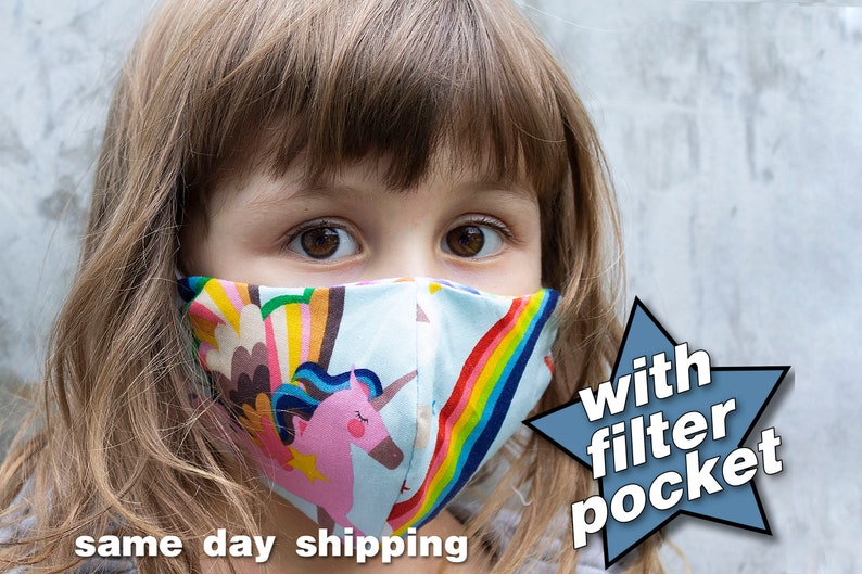Face mask child mask with filter pocket mask washable cotton Etsy