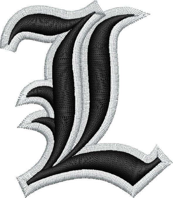 Old English Letter L Puff Embroidery Design | Etsy