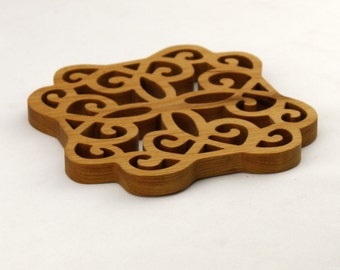 Ready to ship! Cherry Trivet - Potholder - Wooden trivet.