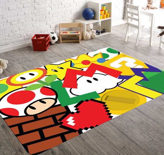 Super Mario Rug Playroom Game Room Decor Image 0