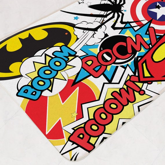 Superhero Bathroom Bath Mat Rug Marvel Room Decor