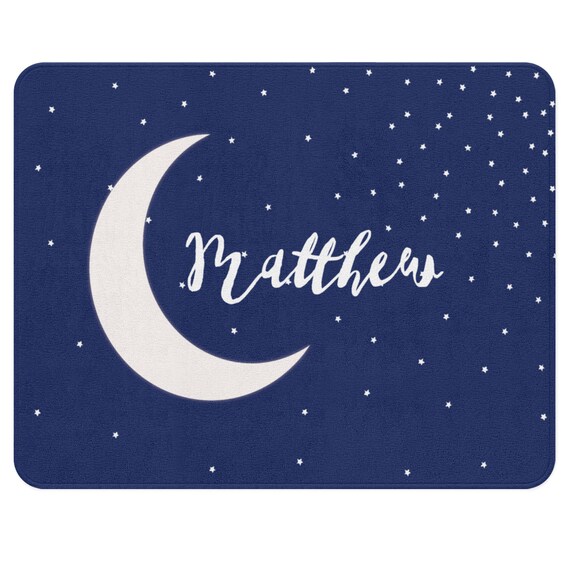Name Nursery Decor Moon Rug Personalized And Stars Image 0